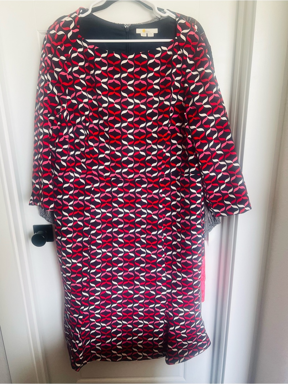Boden Red Black White Geometric Midi Dress - Picture 4 of 4